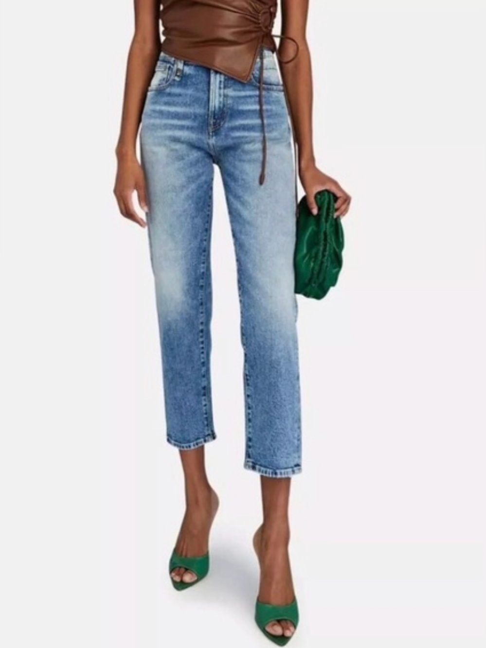 R13 Shelly Slim High Waist Slim Cropped Jenas 26 - Jasper Stretch